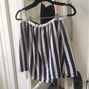 Blue and white striped skirt